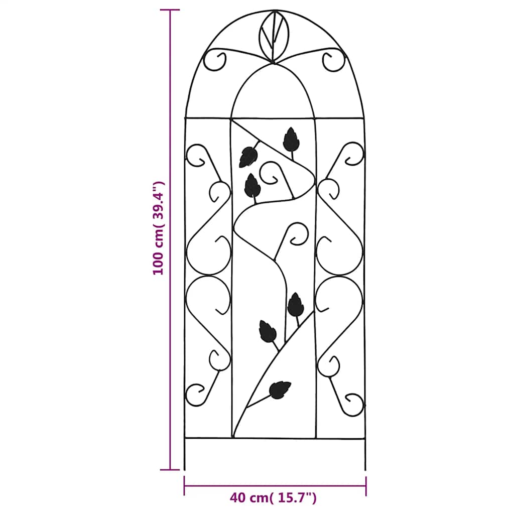 Supporti da Giardino per Piante 3 pz Neri 40x100 cm in Ferro | homemem39