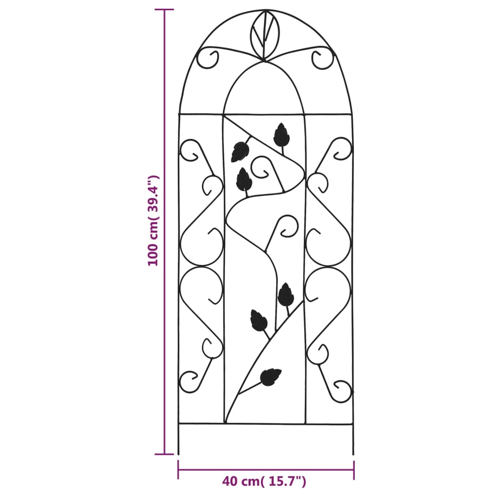 Supporti da Giardino per Piante 3 pz Neri 40x100 cm in Ferro - homemem39