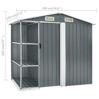 Capanno da Giardino con Scaffali Grigio 205x130x183 cm in Ferro - homemem39