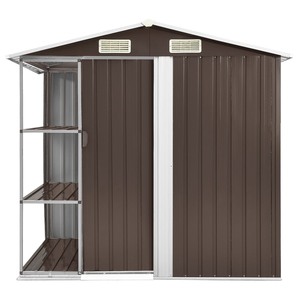 Capanno da Giardino con Scaffali Marrone 205x130x183 cm Ferro - homemem39