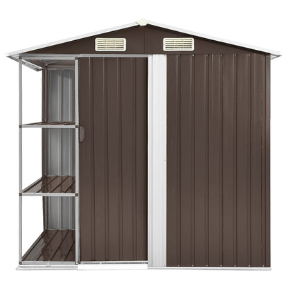 Capanno da Giardino con Scaffali Marrone 205x130x183 cm Ferro - homemem39