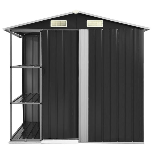 Capanno da Giardino con Scaffali Antracite 205x130x183 cm Ferro - homemem39