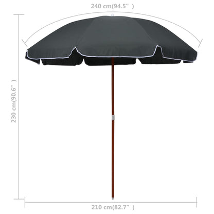 Ombrellone da Giardino con Palo in Acciaio 240 cm Antracite - homemem39
