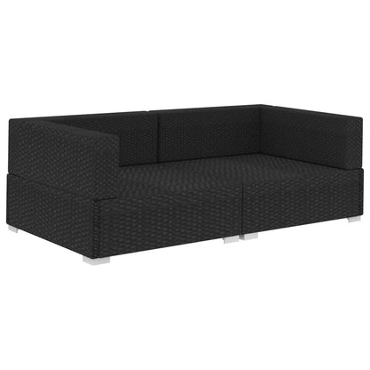 Poltrone Modulari ad Angolo con Cuscini 2 pz Polyrattan Nero | homemem39