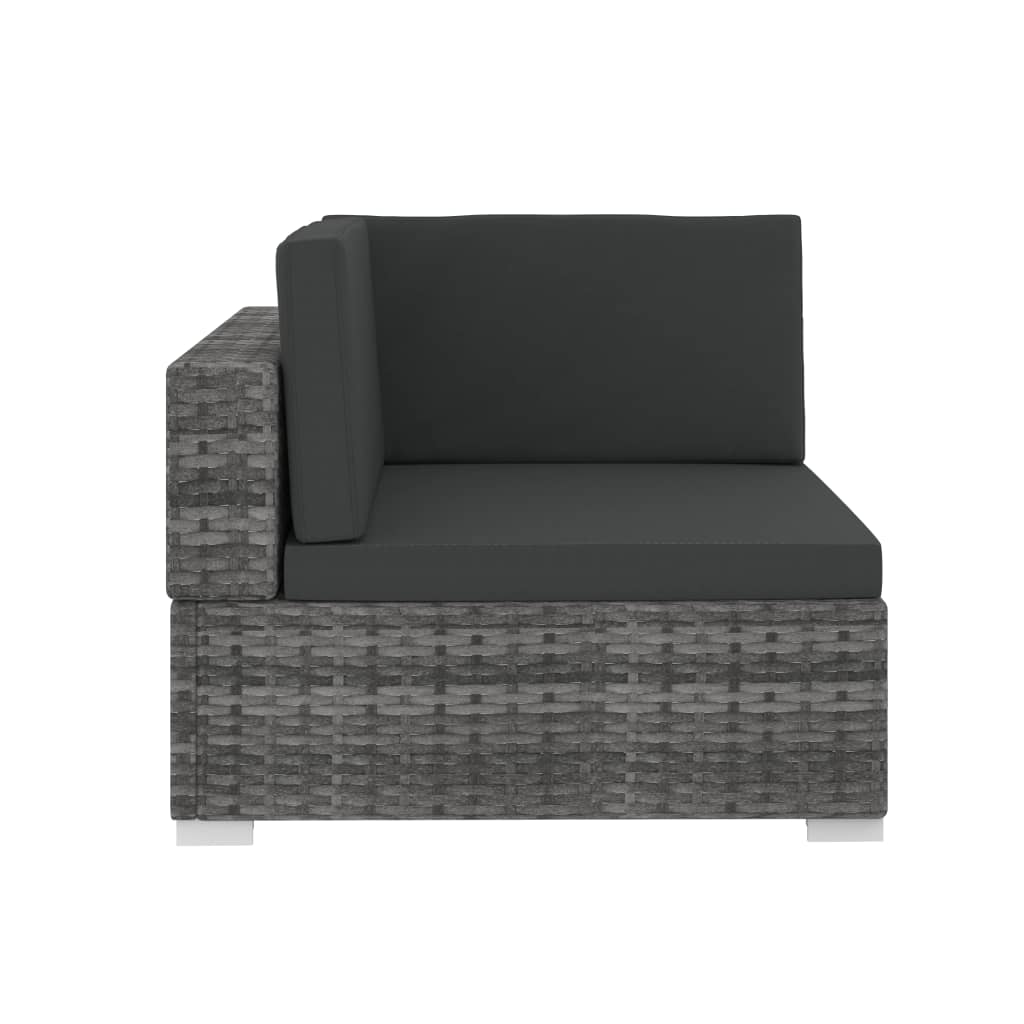 Set Divani da Giardino 3 pz con Cuscini in Polyrattan Grigio - homemem39