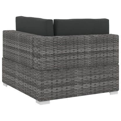 Set Divani da Giardino 3 pz con Cuscini in Polyrattan Grigio - homemem39