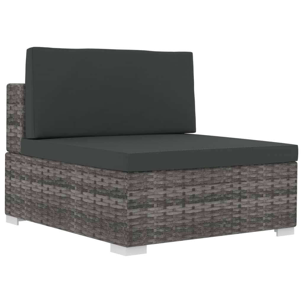 Set Divani da Giardino 3 pz con Cuscini in Polyrattan Grigio - homemem39