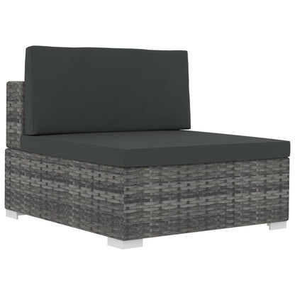 Set Divani da Giardino 3 pz con Cuscini in Polyrattan Grigio - homemem39