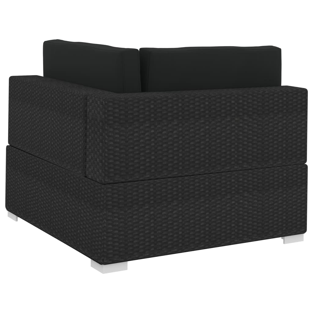 Set Divani da Giardino 3 pz con Cuscini in Polyrattan Nero | homemem39