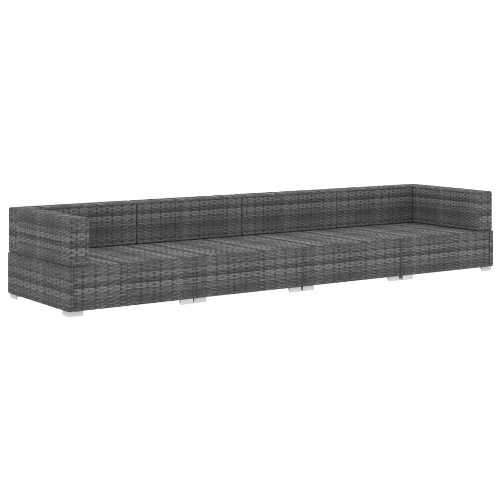 Set Divani da Giardino 4 pz con Cuscini in Polyrattan Grigio | homemem39