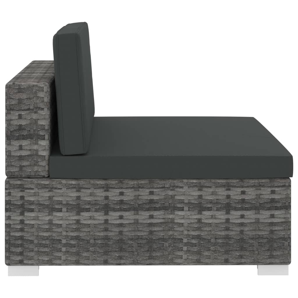 Set Divani da Giardino 4 pz con Cuscini in Polyrattan Grigio | homemem39