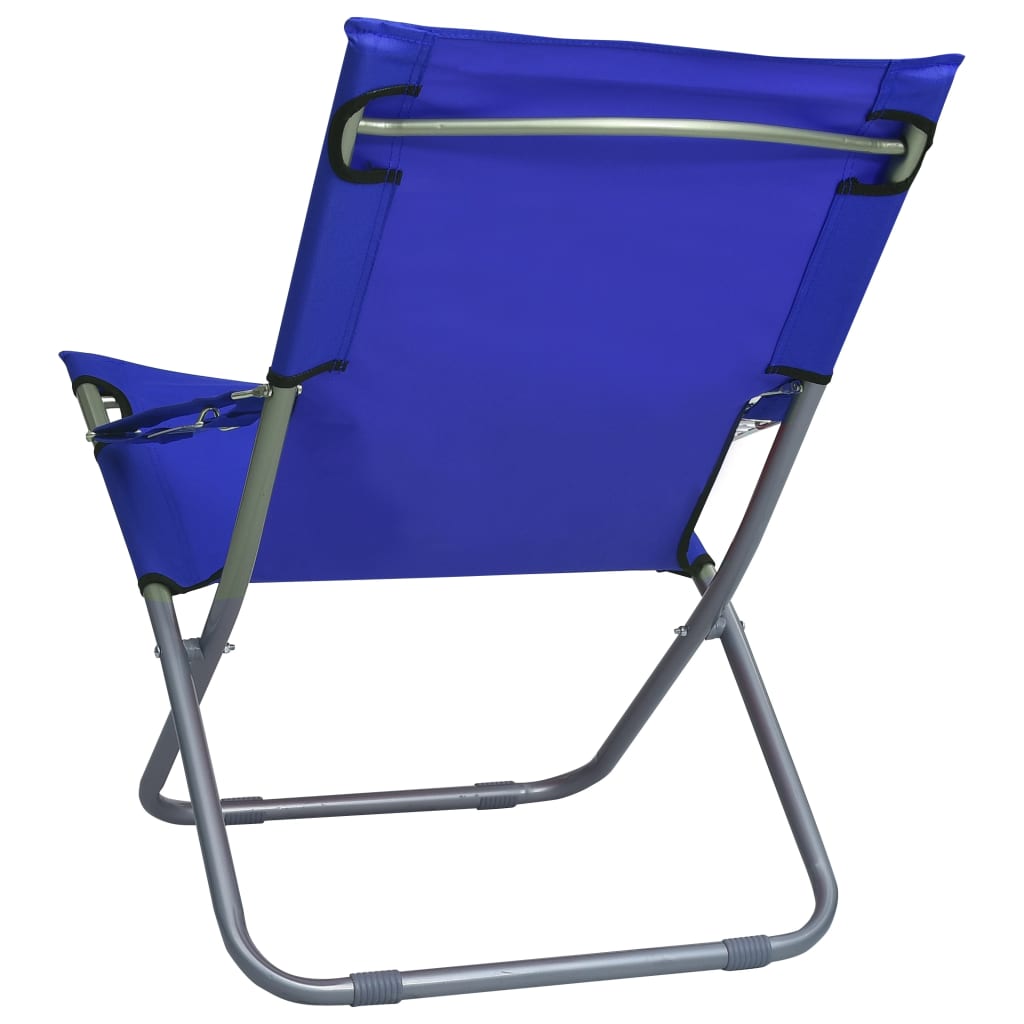 Sedie da Spiaggia Pieghevoli 2 pz in Tessuto Blu | homemem39