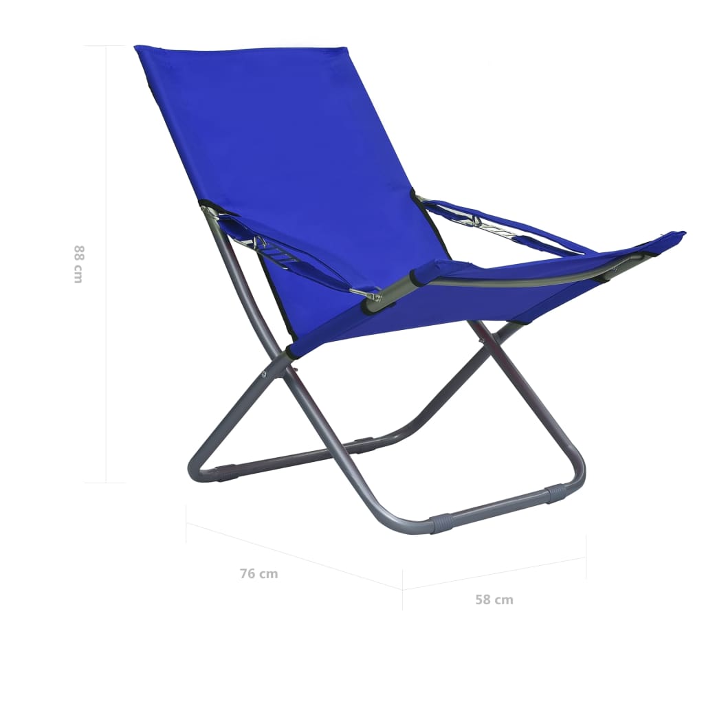 Sedie da Spiaggia Pieghevoli 2 pz in Tessuto Blu | homemem39