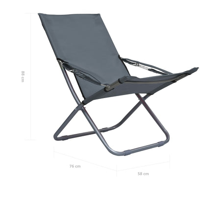 Sedie da Spiaggia Pieghevoli 2 pz in Tessuto Grigio | homemem39