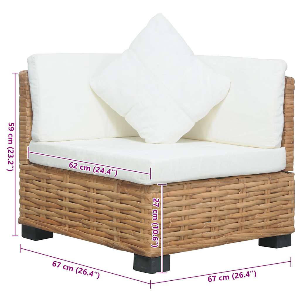 Divano Angolare con Cuscini in Rattan Naturale - homemem39