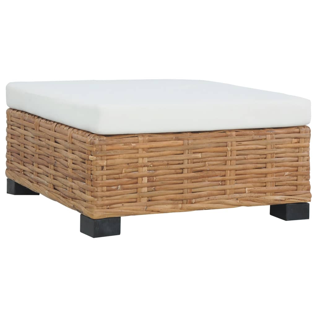 Poggiapiedi con Cuscino in Rattan Naturale - homemem39