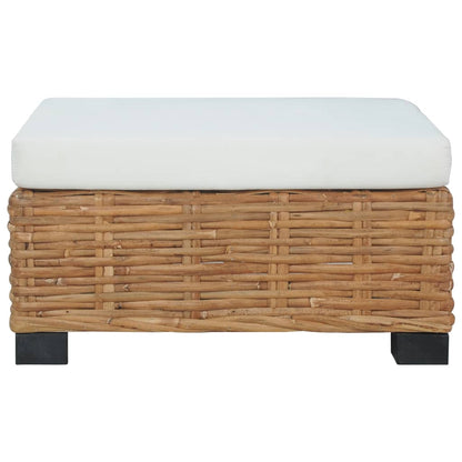 Poggiapiedi con Cuscino in Rattan Naturale - homemem39