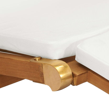 Sedia a Sdraio con Cuscino Bianco Crema Legno Massello di Teak - homemem39