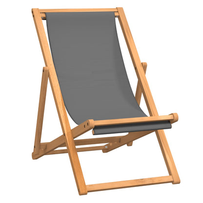 Sedia da Spiaggia Pieghevole in Legno Massello di Teak Grigia - homemem39