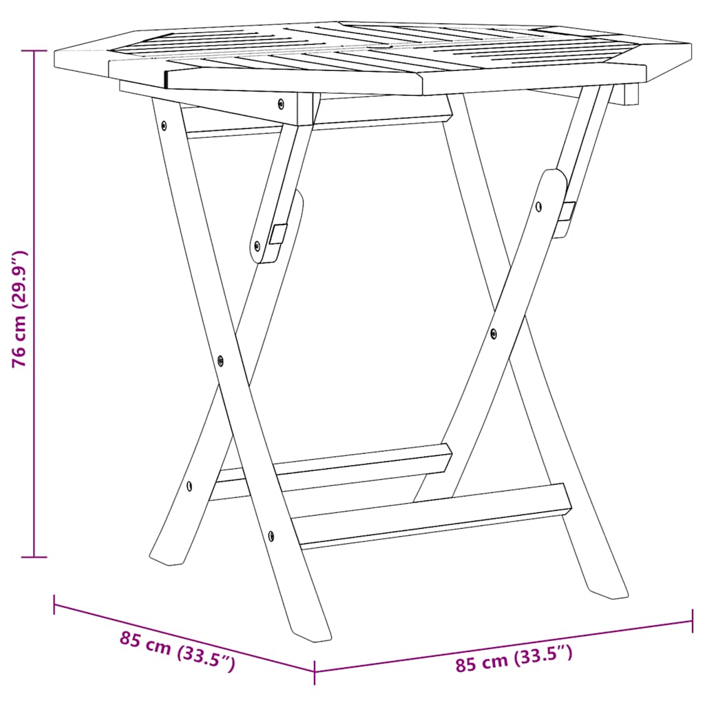 Tavolo da Giardino Pieghevole 85x85x76cm Legno Massello di Teak | homemem39