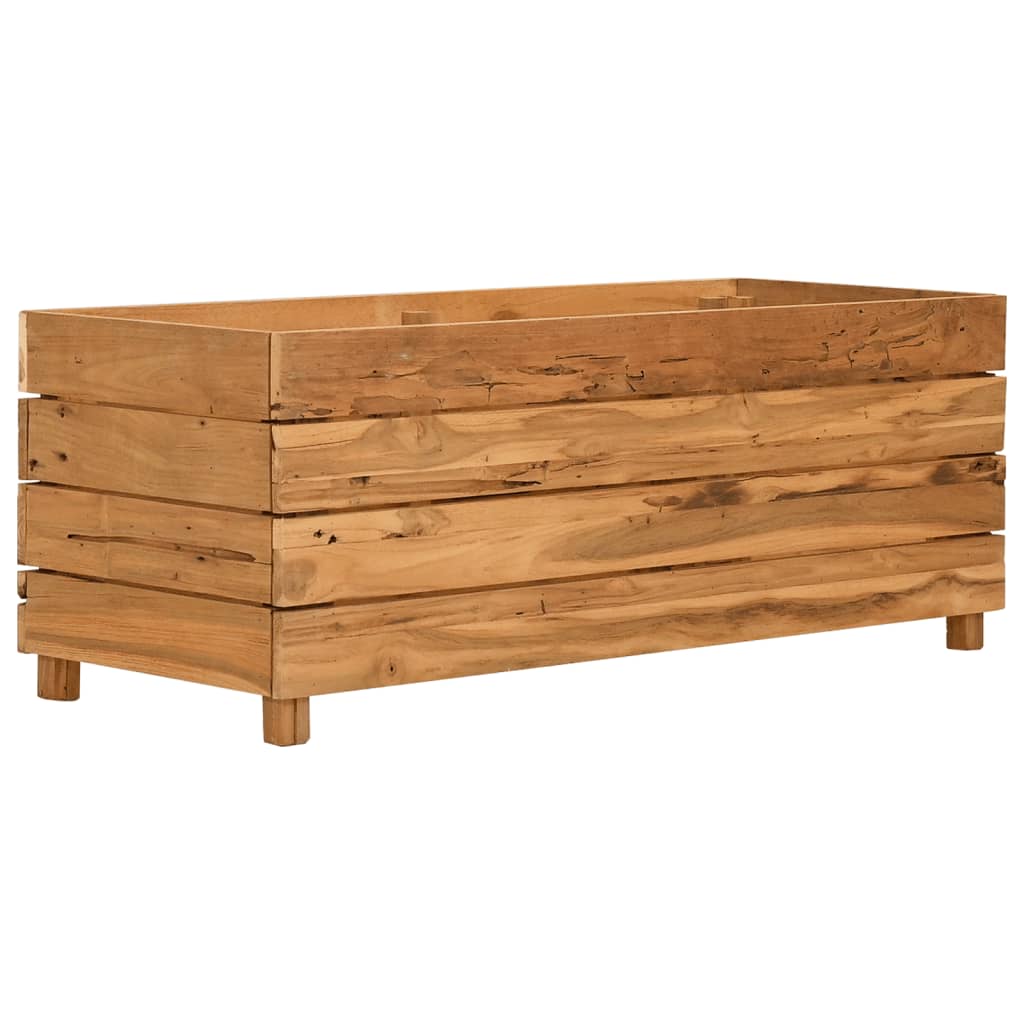 Letto Rialzato 100x40x38 cm Legno di Teak di Recupero e Acciaio - homemem39