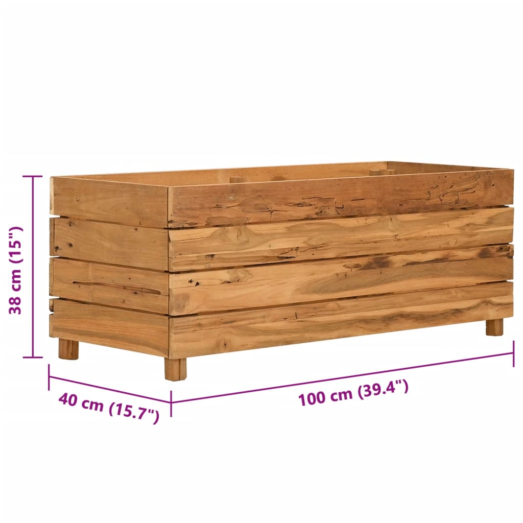 Letto Rialzato 100x40x38 cm Legno di Teak di Recupero e Acciaio - homemem39