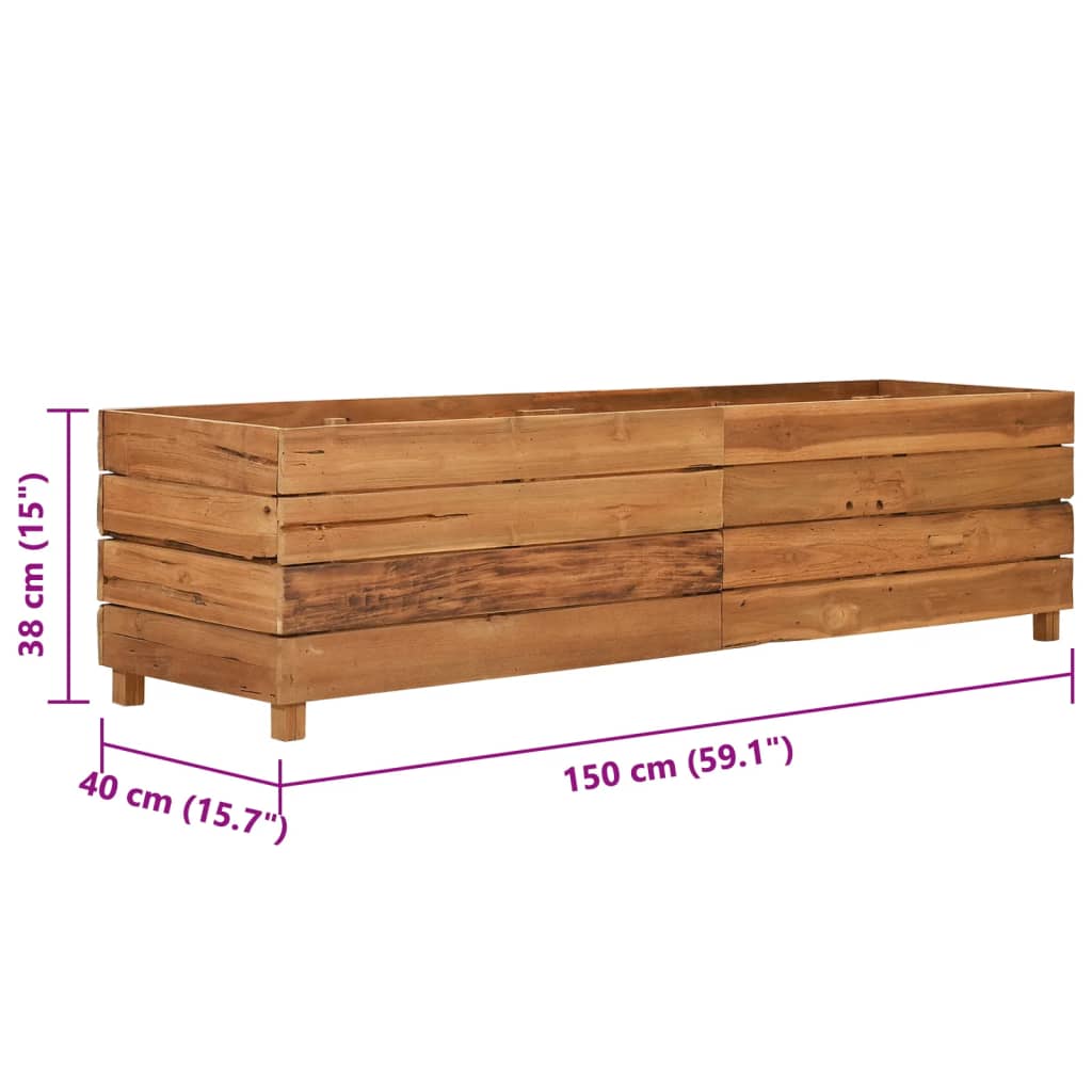 Letto Rialzato 150x40x38 cm Legno di Teak di Recupero e Acciaio - homemem39
