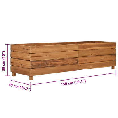 Letto Rialzato 150x40x38 cm Legno di Teak di Recupero e Acciaio - homemem39
