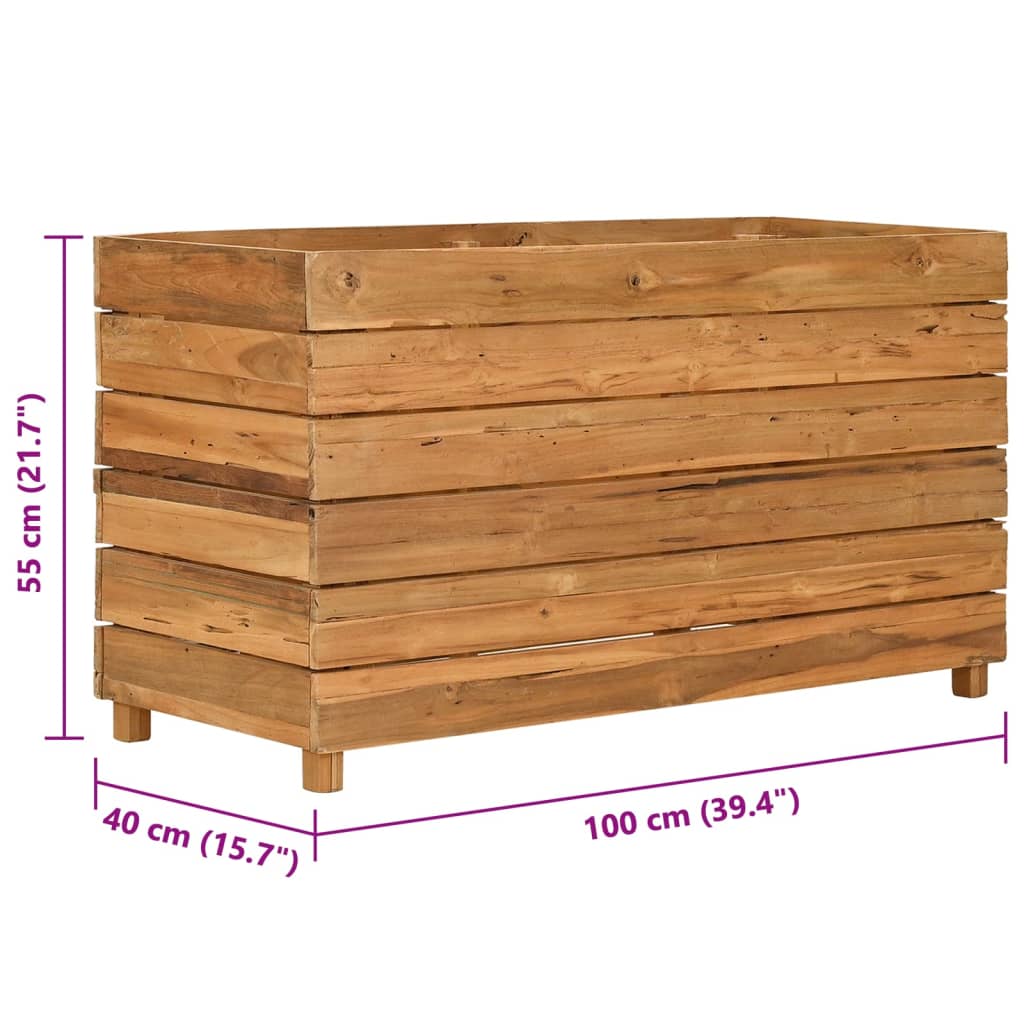 Letto Rialzato 100x40x55 cm Legno di Teak di Recupero e Acciaio - homemem39