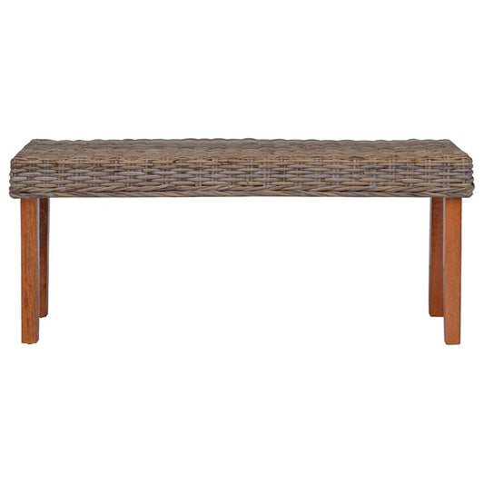 Panca 110 cm in Rattan Naturale Kubu e Massello di Mogano