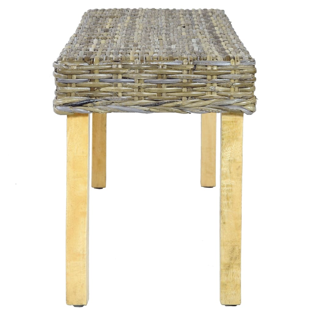 Panca 110 cm in Rattan Naturale Kubu e Massello di Mogano