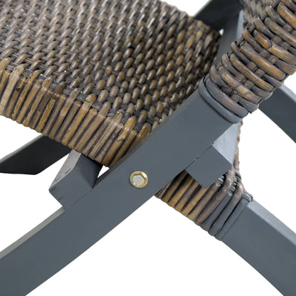 Sedia Relax Grigia in Rattan Kubu Naturale e Mogano Massello