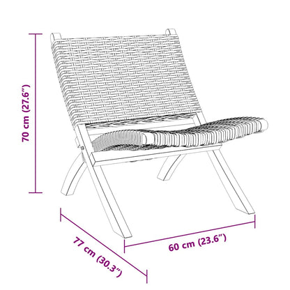 Sedia Relax Grigia in Rattan Kubu Naturale e Mogano Massello