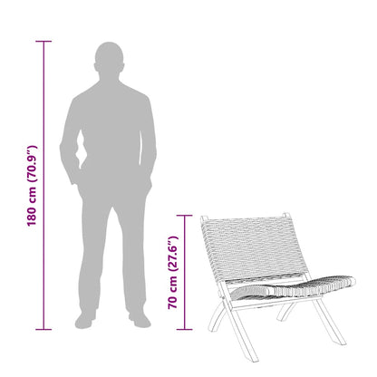 Sedia Relax Nera in Rattan Kubu Naturale e Mogano Massello