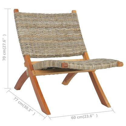 Sedia Relax in Rattan Kubu Naturale e Mogano Massello