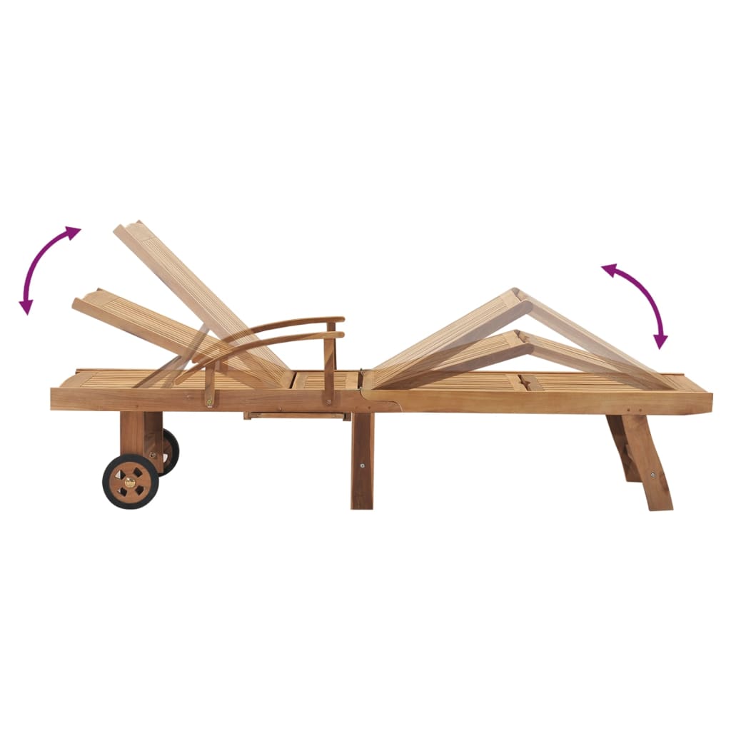 Lettino Prendisole con Tavolo in Legno Massello di Teak - homemem39