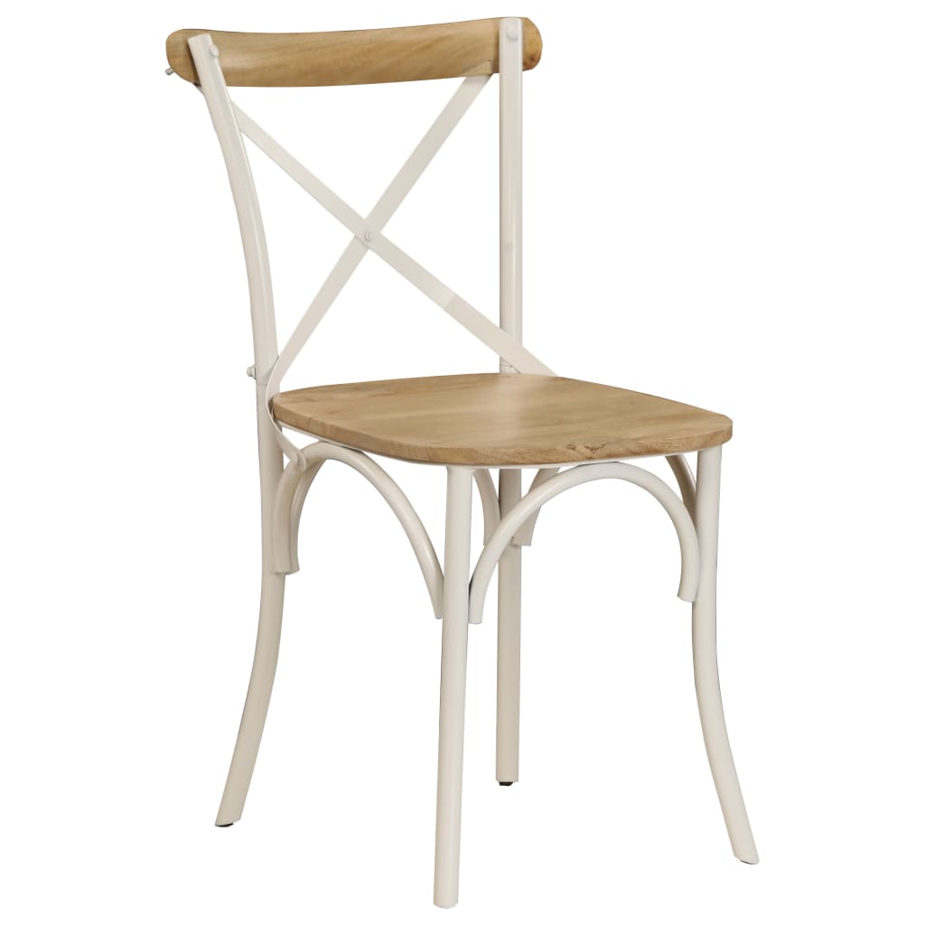 Sedie a Croce 4 pz Bianche Legno Massello di Mango | homemem39