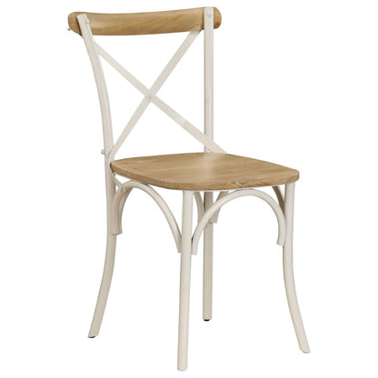 Sedie a Croce 4 pz Bianche Legno Massello di Mango | homemem39