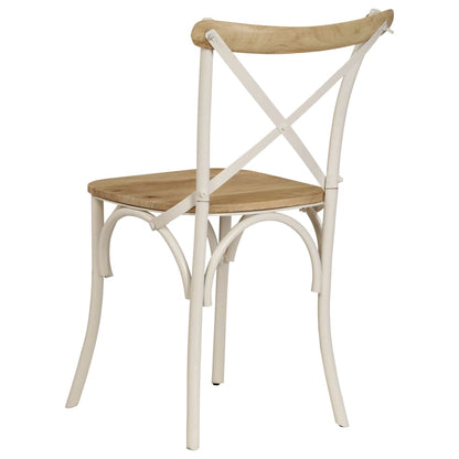 Sedie a Croce 4 pz Bianche Legno Massello di Mango | homemem39