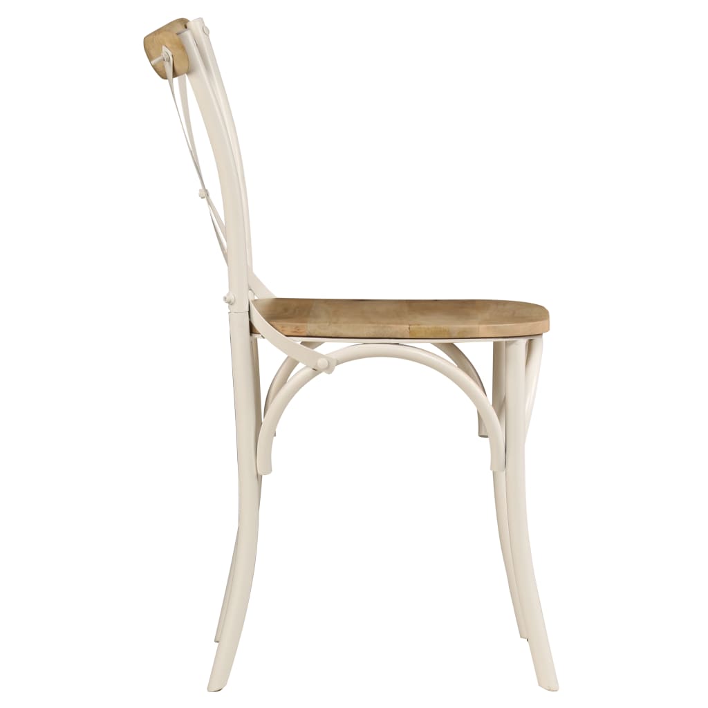 Sedie a Croce 4 pz Bianche Legno Massello di Mango | homemem39