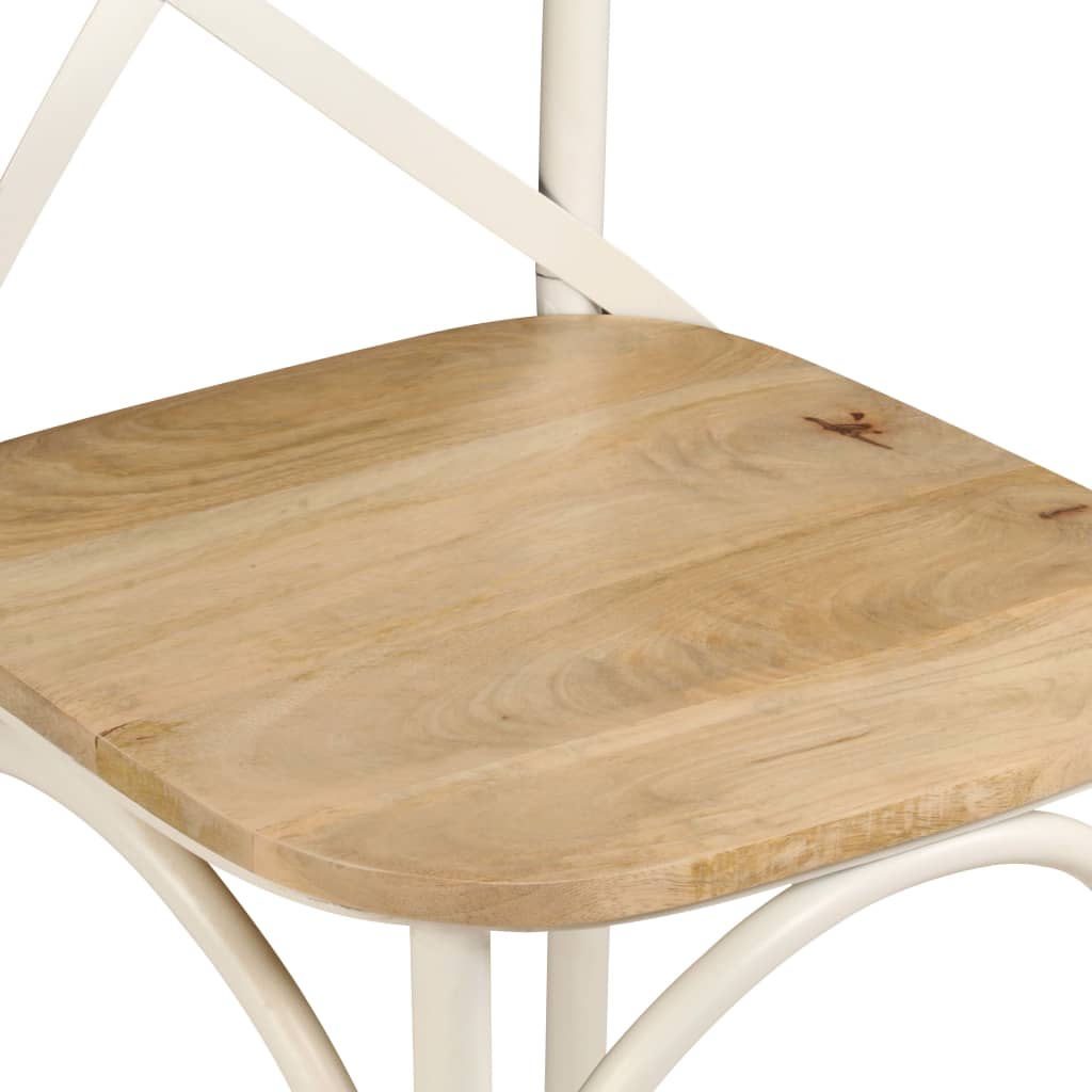 Sedie a Croce 4 pz Bianche Legno Massello di Mango | homemem39