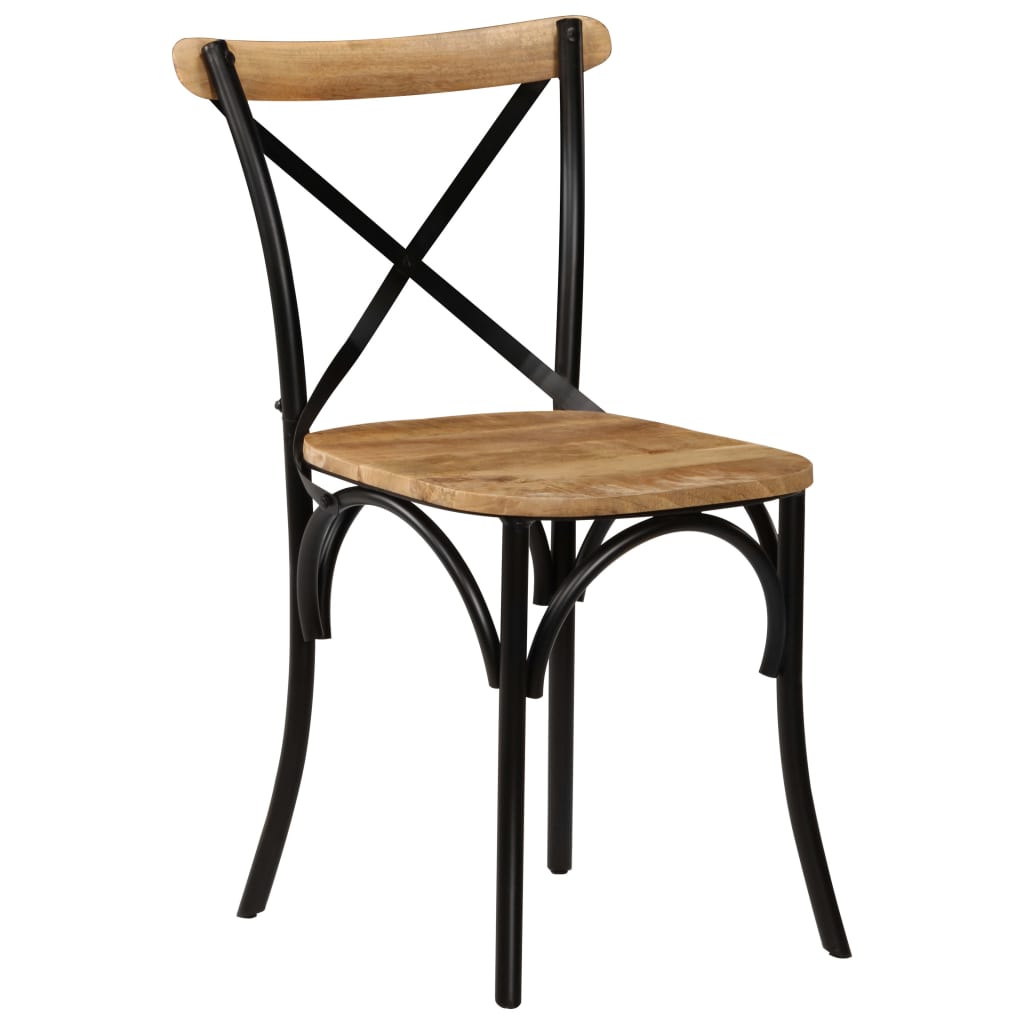 Sedie a Croce 4 pz Nere in Legno Massello di Mango | homemem39