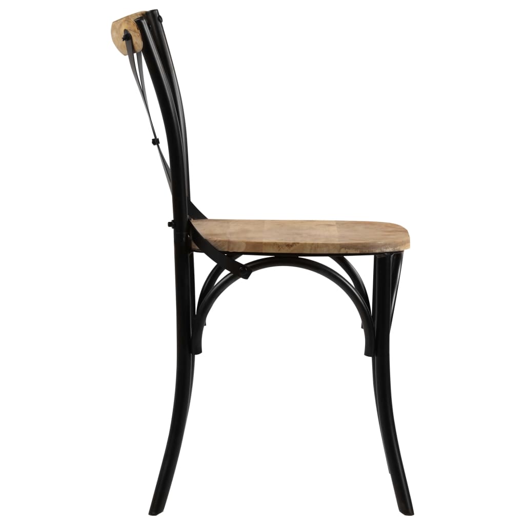 Sedie a Croce 4 pz Nere in Legno Massello di Mango | homemem39