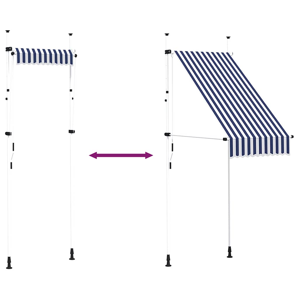Tenda da Sole Retrattile Manuale 100 cm a Strisce Blu e Bianche | homemem39