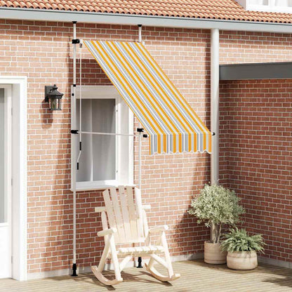 Tenda da Sole Retrattile Manuale 100 cm a Strisce Blu e Gialle