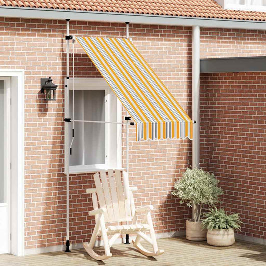 Tenda da Sole Retrattile Manuale 100 cm a Strisce Blu e Gialle