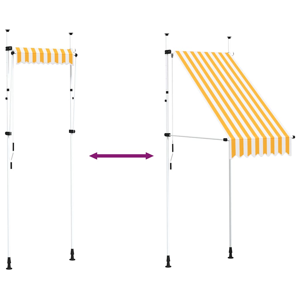 Tenda da Sole Retrattile Manuale 100 cm Strisce Arancio Bianche