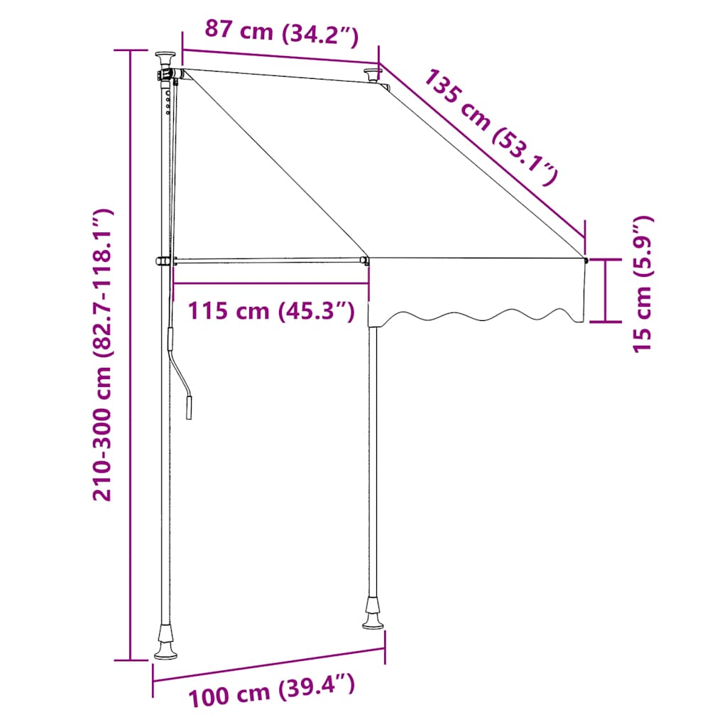 Tenda da Sole Retrattile Manuale 100 cm Strisce Arancio Bianche | homemem39