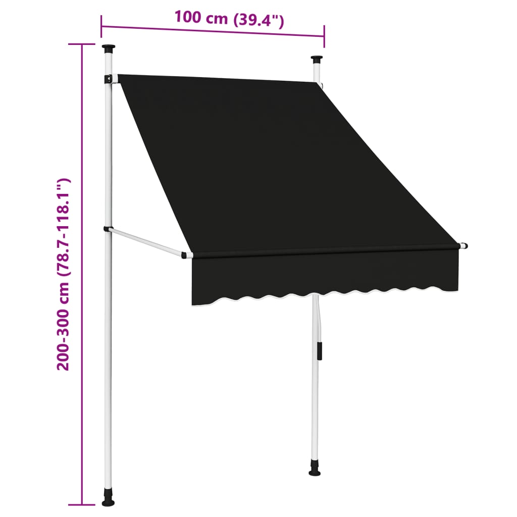 Tenda da Sole Retrattile Manuale 100 cm Antracite - homemem39