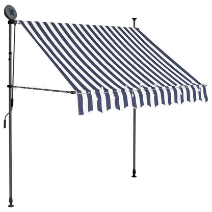 Tenda da Sole Retrattile Manuale con LED 100 cm Blu e Bianca
